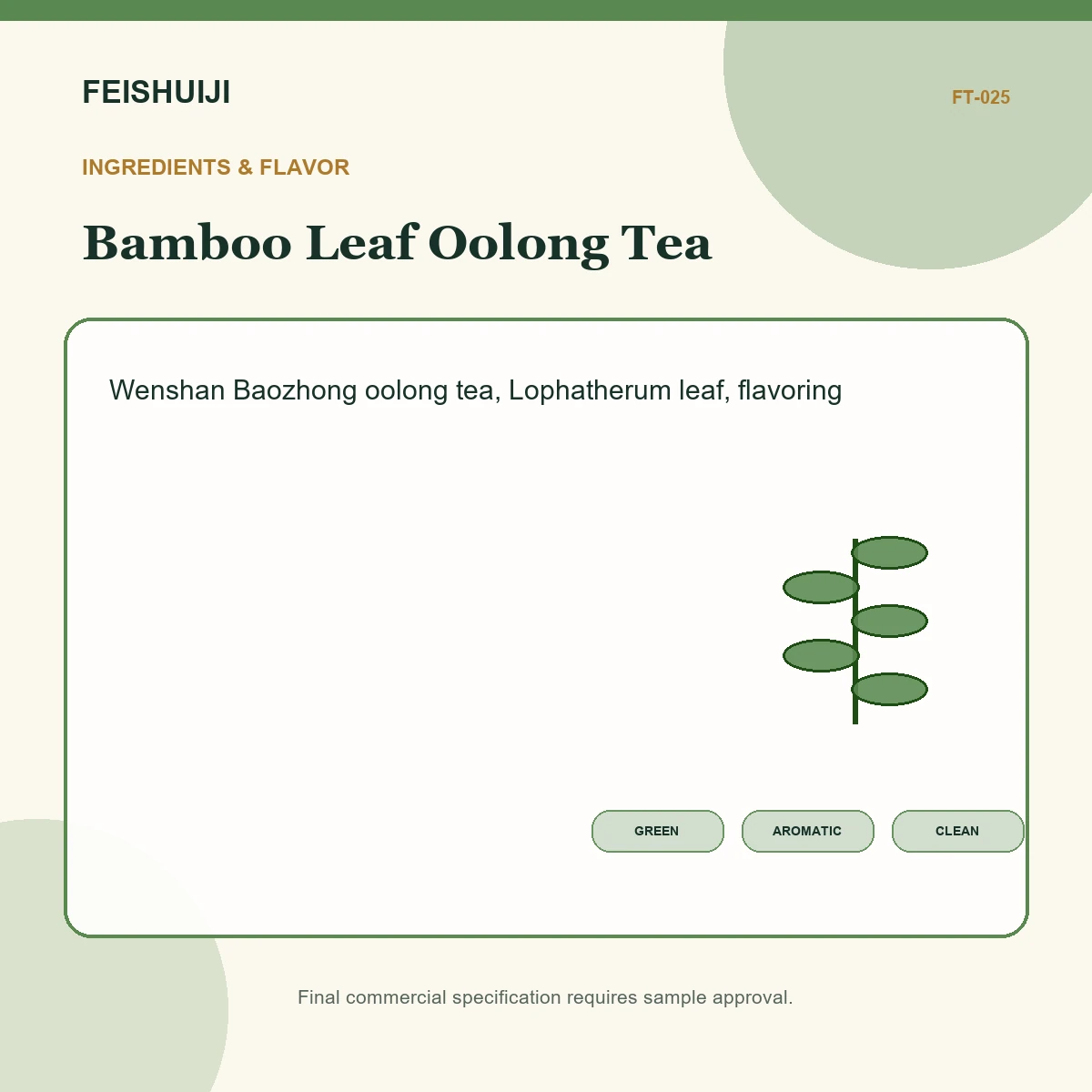Ingredients and flavor for Bamboo Leaf Oolong Tea