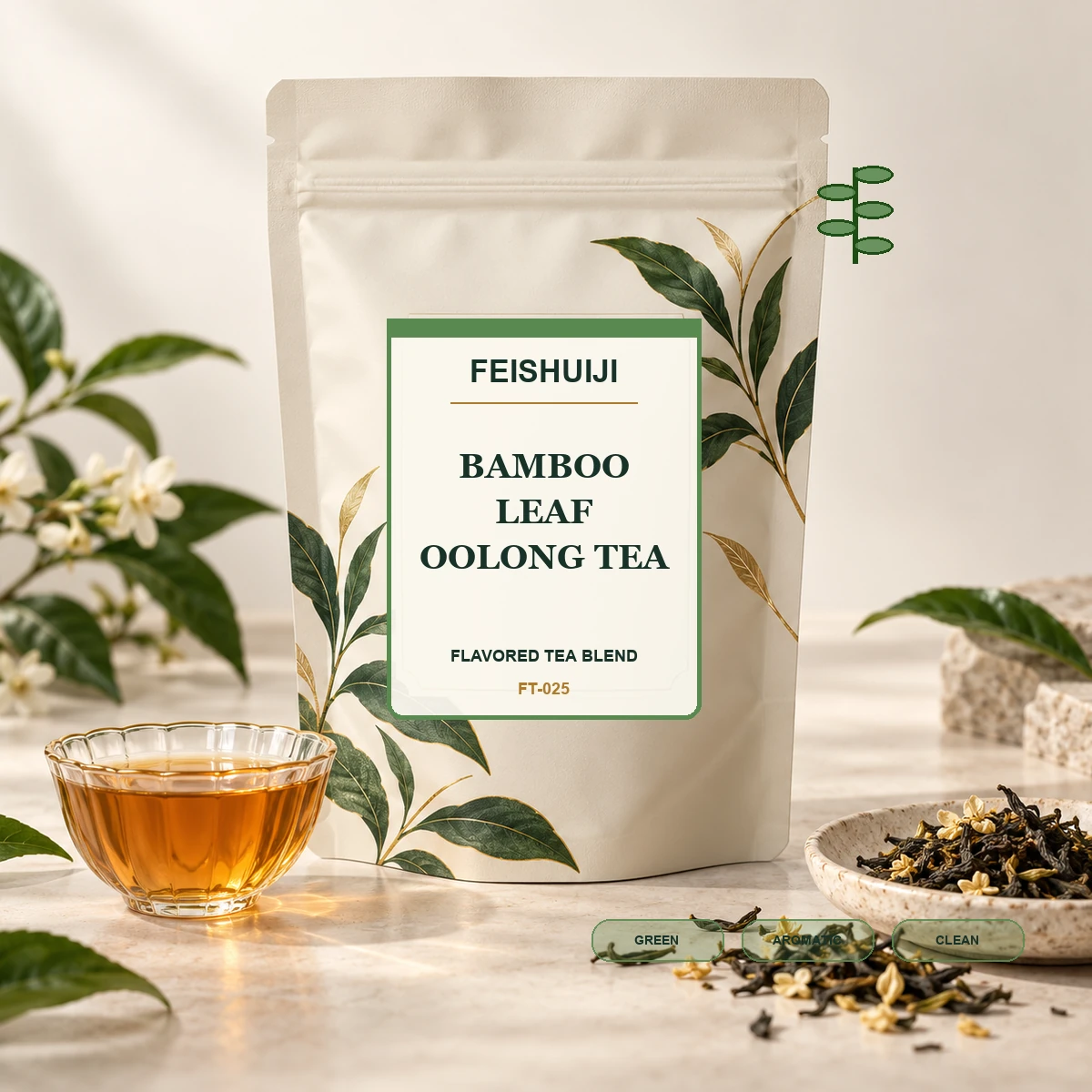 FEISHUIJI Bamboo Leaf Oolong Tea ecommerce product presentation