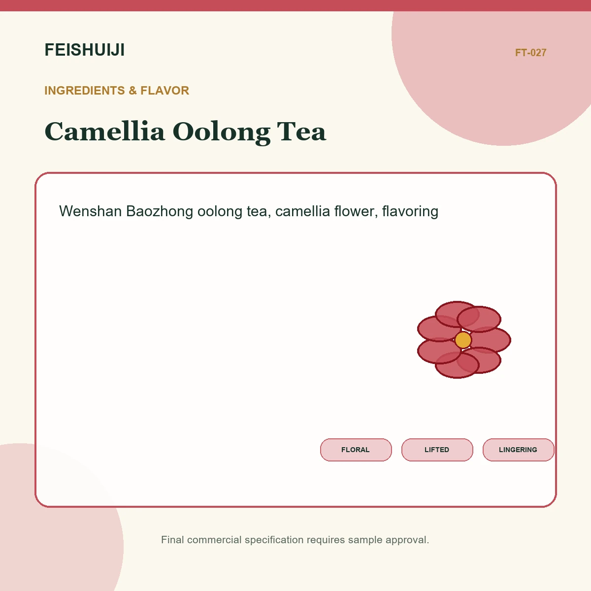 Ingredients and flavor for Camellia Oolong Tea