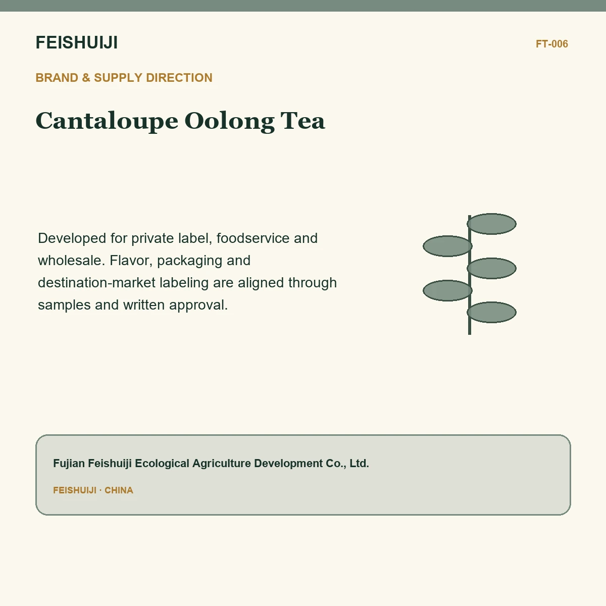 Brand and supply direction for Cantaloupe Oolong Tea