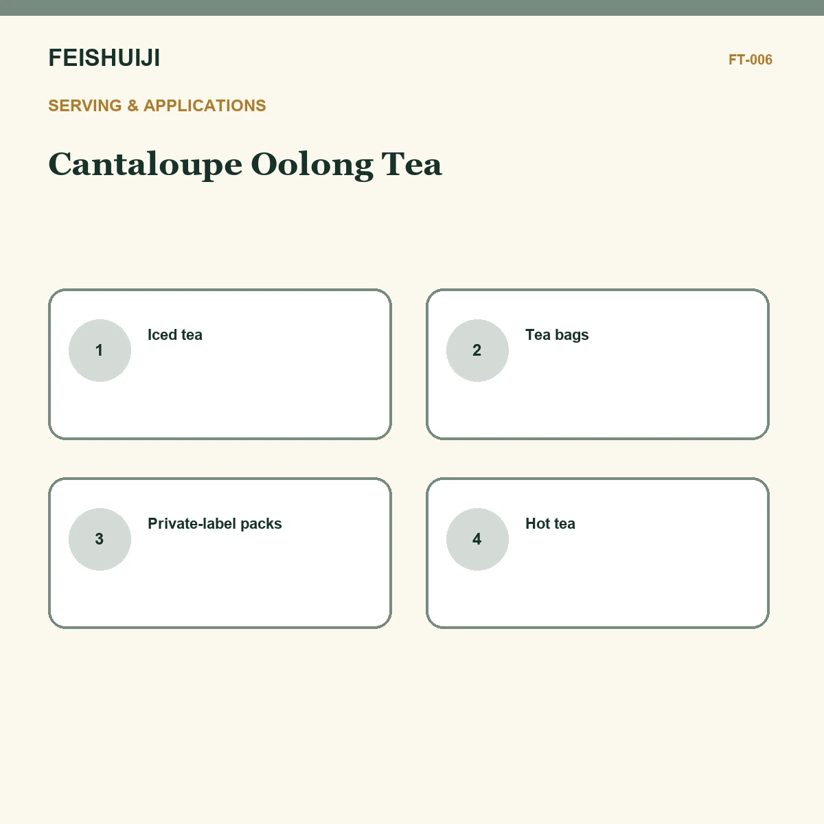 Serving and applications for Cantaloupe Oolong Tea