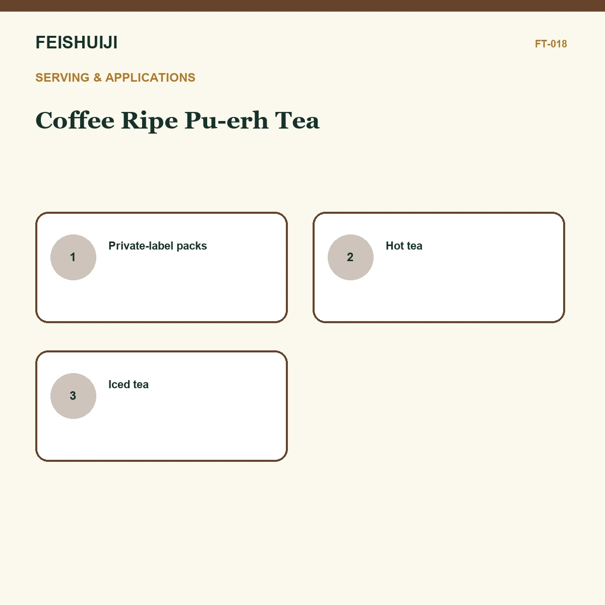 Serving and applications for Coffee Ripe Pu-erh Tea