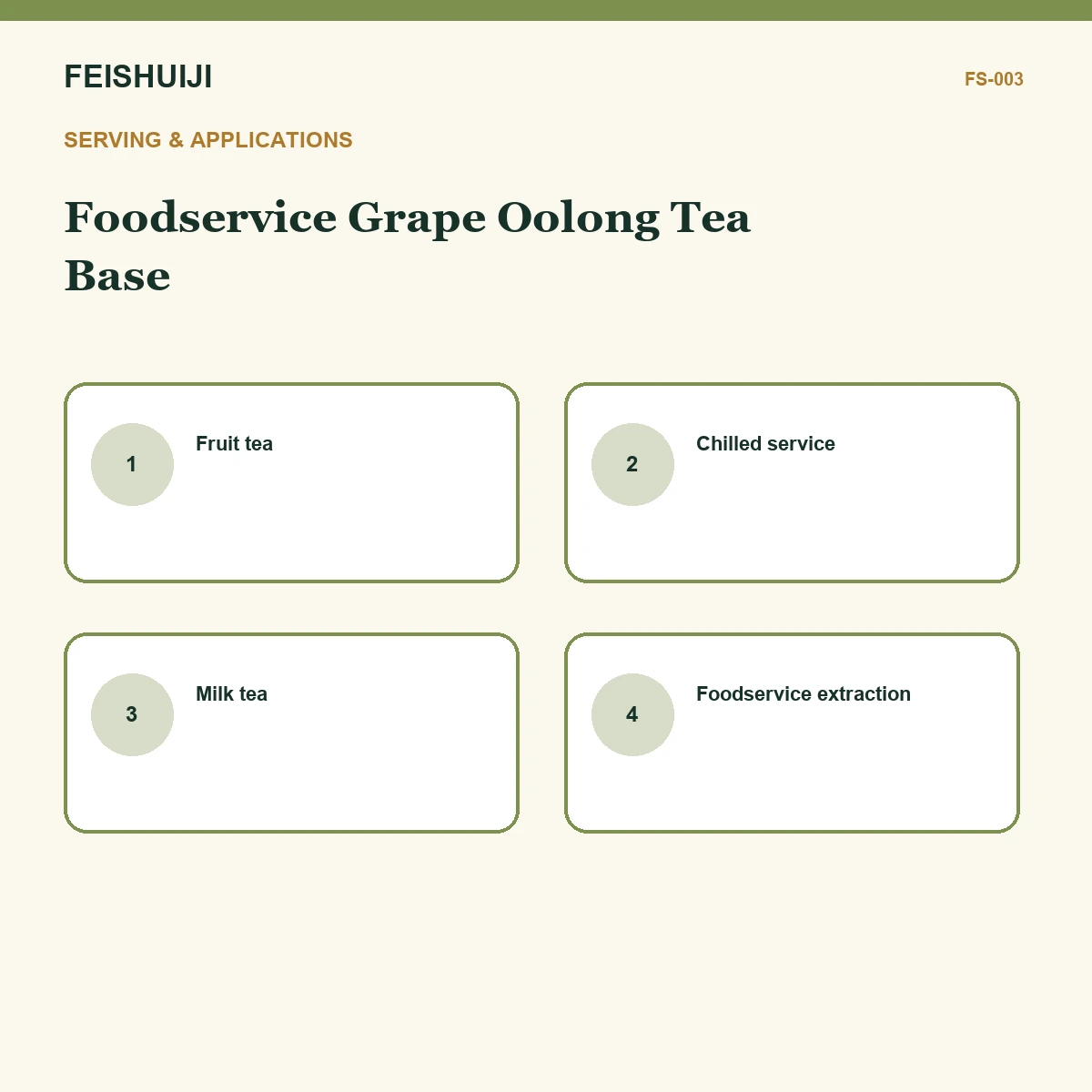 Serving and applications for Foodservice Grape Oolong Tea Base