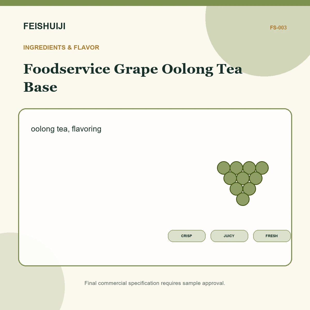 Ingredients and flavor for Foodservice Grape Oolong Tea Base