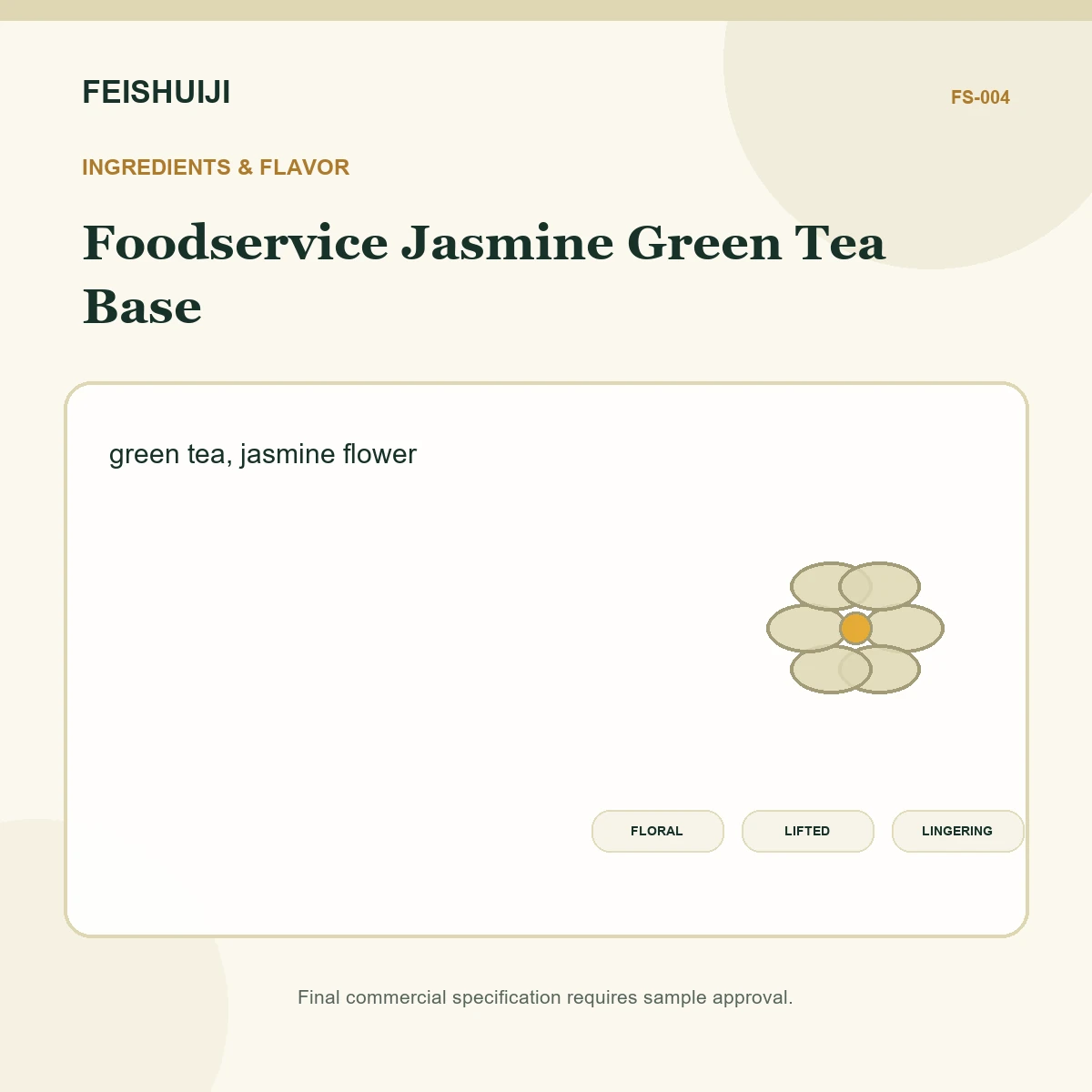 Ingredients and flavor for Foodservice Jasmine Green Tea Base