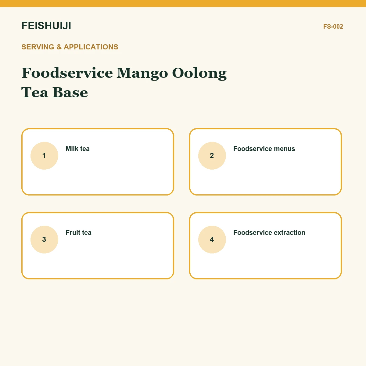 Serving and applications for Foodservice Mango Oolong Tea Base