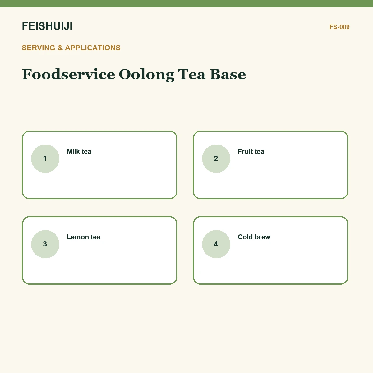 Serving and applications for Foodservice Oolong Tea Base