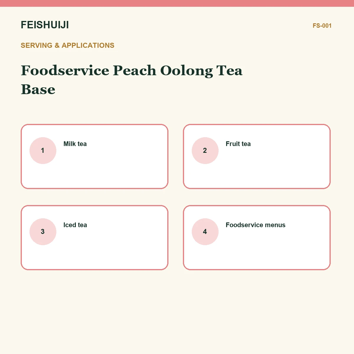 Serving and applications for Foodservice Peach Oolong Tea Base