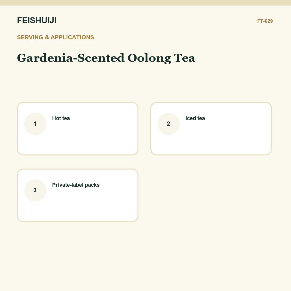 Serving and applications for Gardenia-Scented Oolong Tea