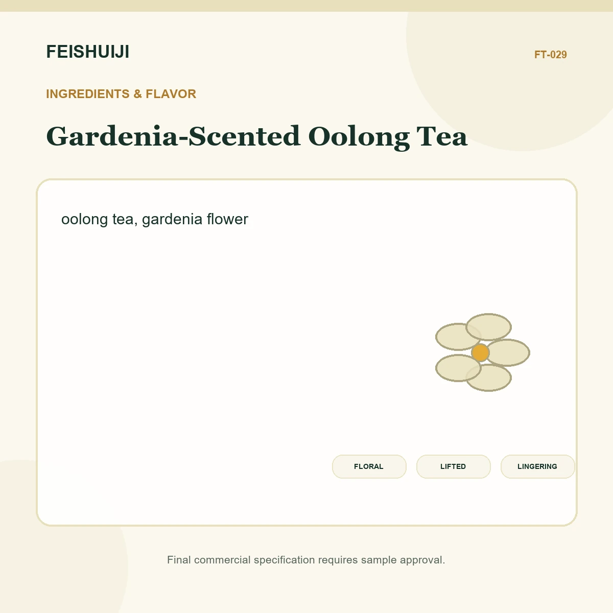 Ingredients and flavor for Gardenia-Scented Oolong Tea