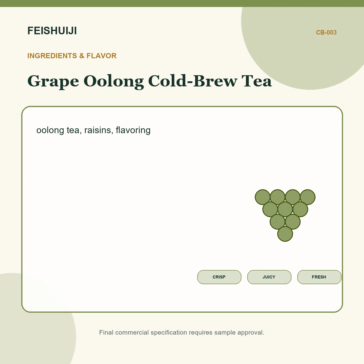 Ingredients and flavor for Grape Oolong Cold-Brew Tea