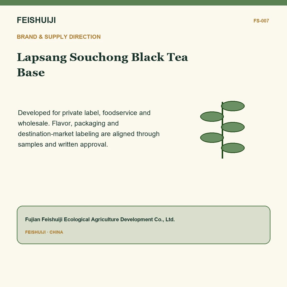 Brand and supply direction for Lapsang Souchong Black Tea Base
