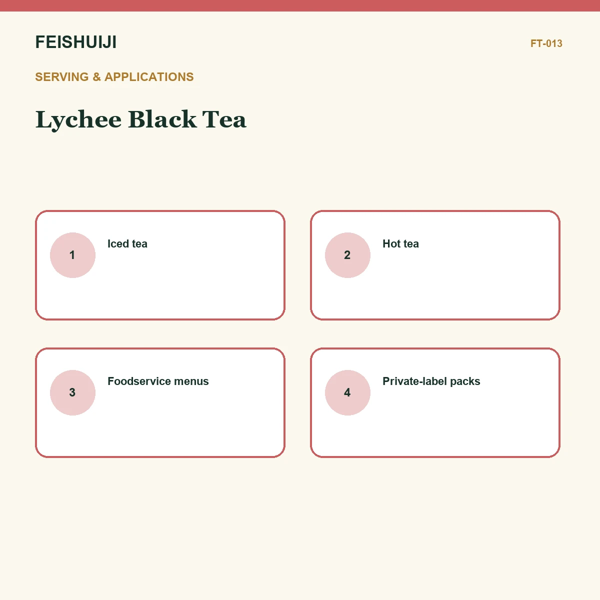Serving and applications for Lychee Black Tea