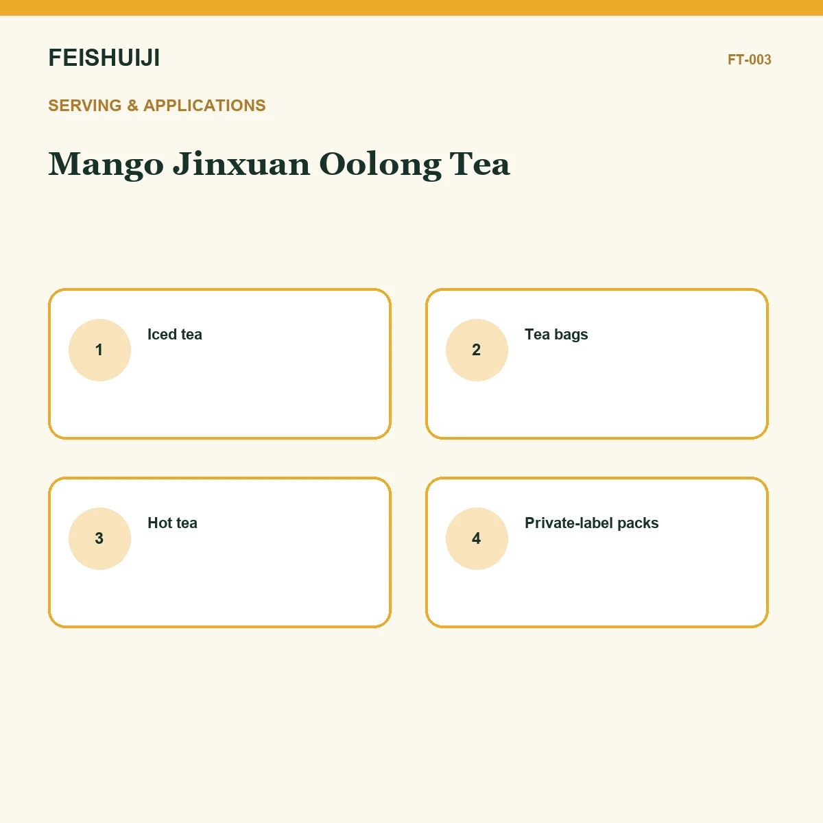 Serving and applications for Mango Jinxuan Oolong Tea