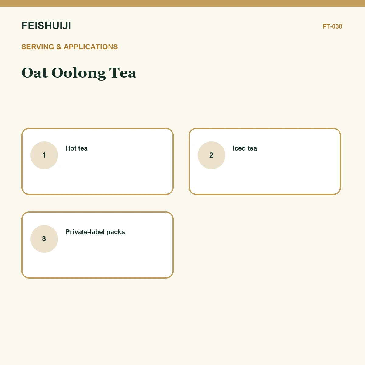 Serving and applications for Oat Oolong Tea