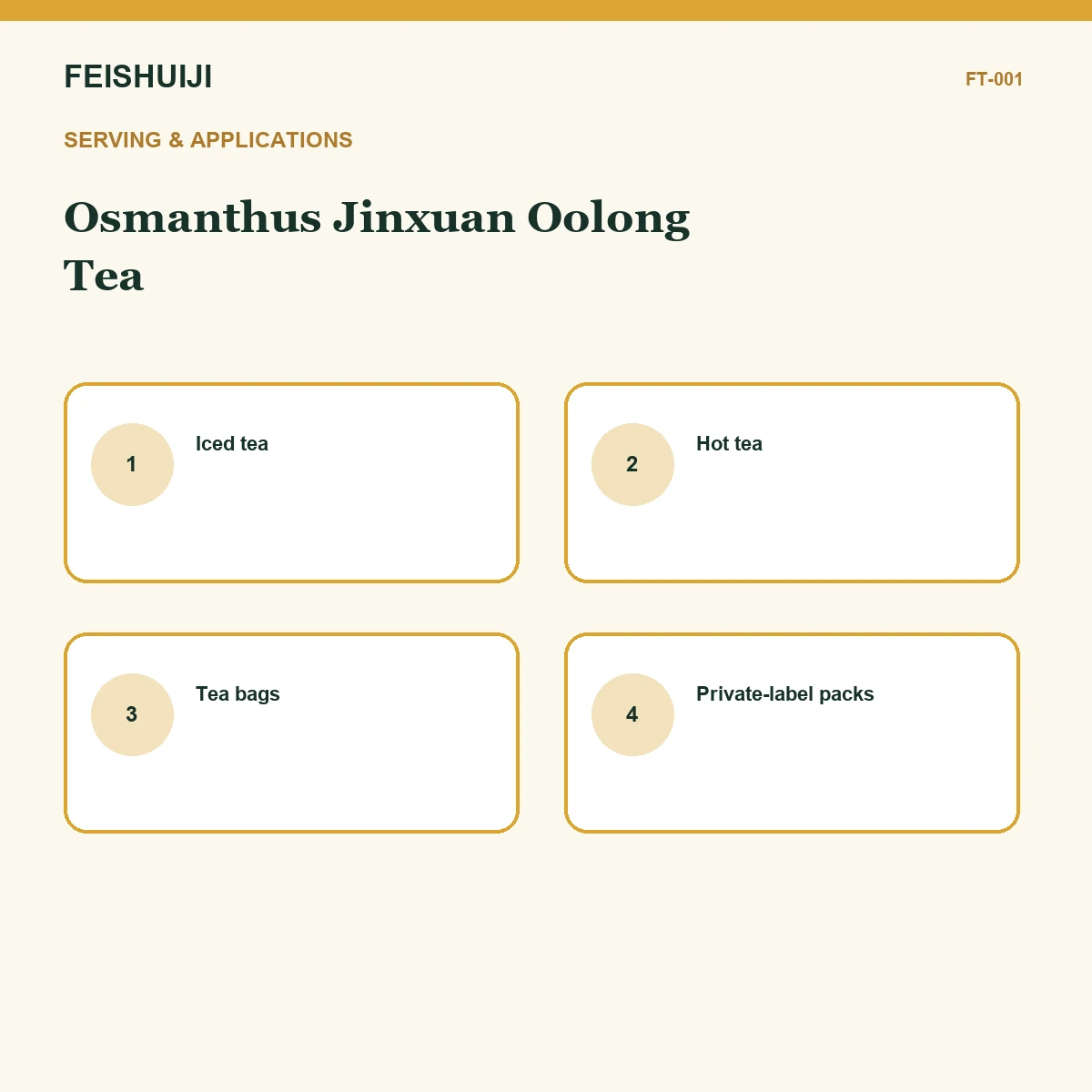 Serving and applications for Osmanthus Jinxuan Oolong Tea