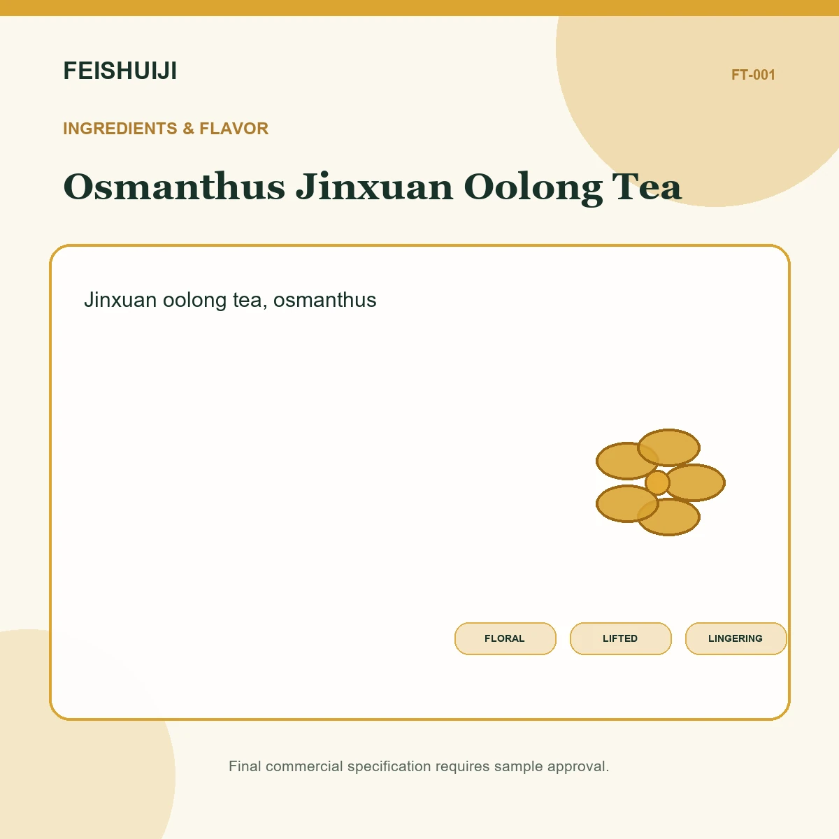 Ingredients and flavor for Osmanthus Jinxuan Oolong Tea