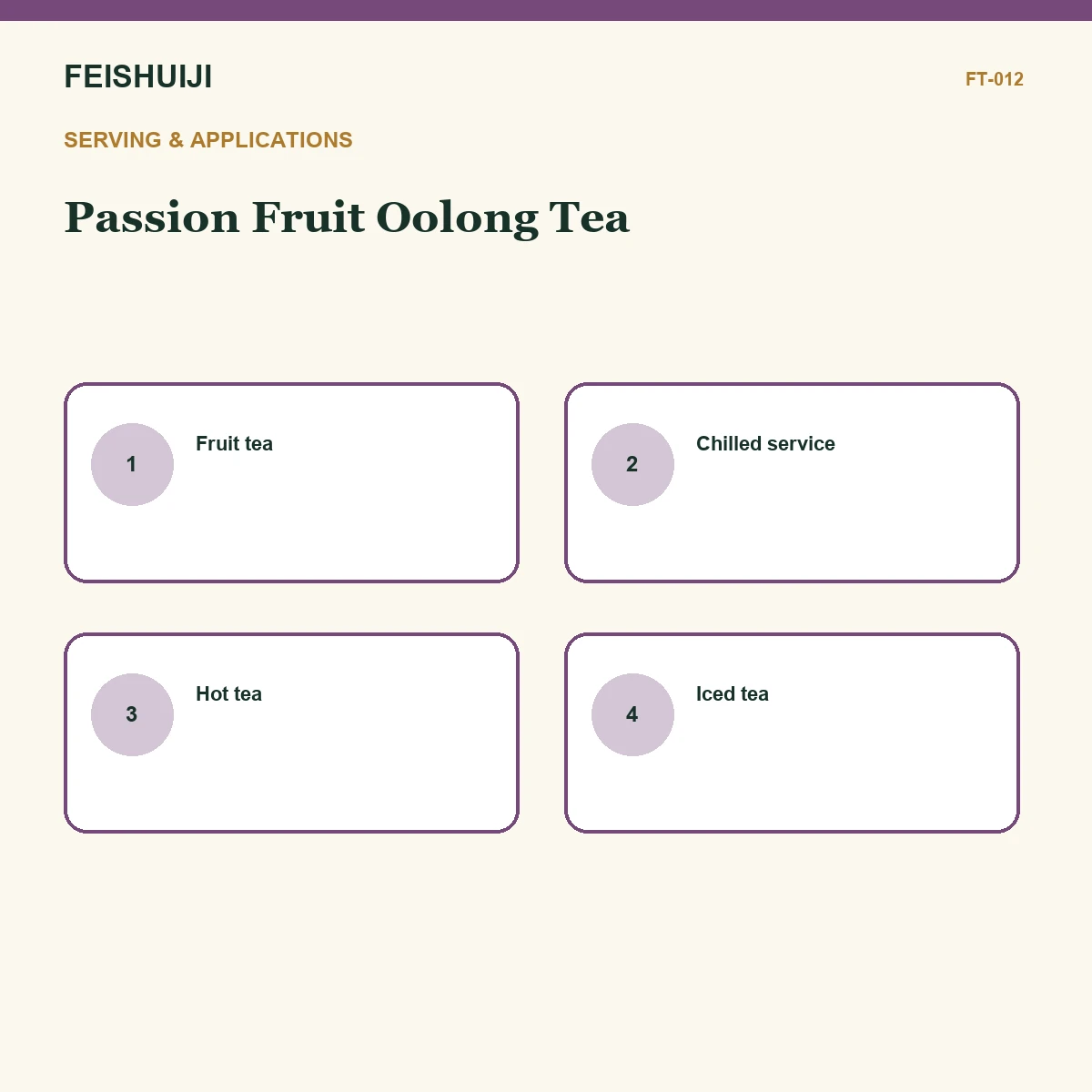 Serving and applications for Passion Fruit Oolong Tea