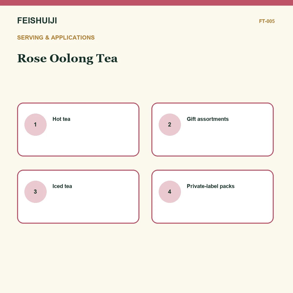 Serving and applications for Rose Oolong Tea