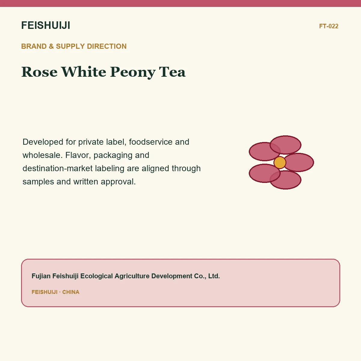 Brand and supply direction for Rose White Peony Tea