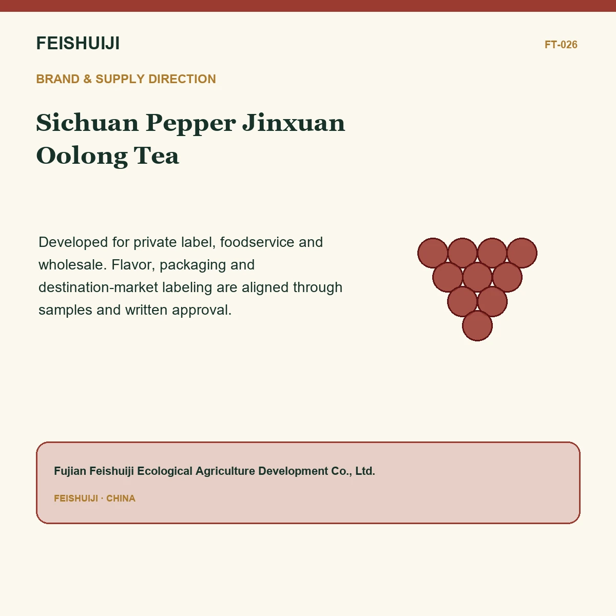 Brand and supply direction for Sichuan Pepper Jinxuan Oolong Tea