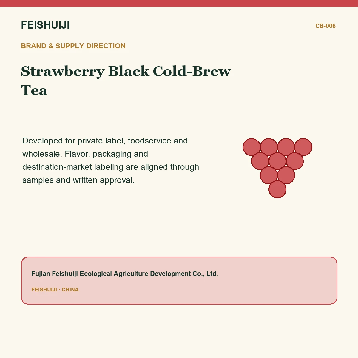 Brand and supply direction for Strawberry Black Cold-Brew Tea