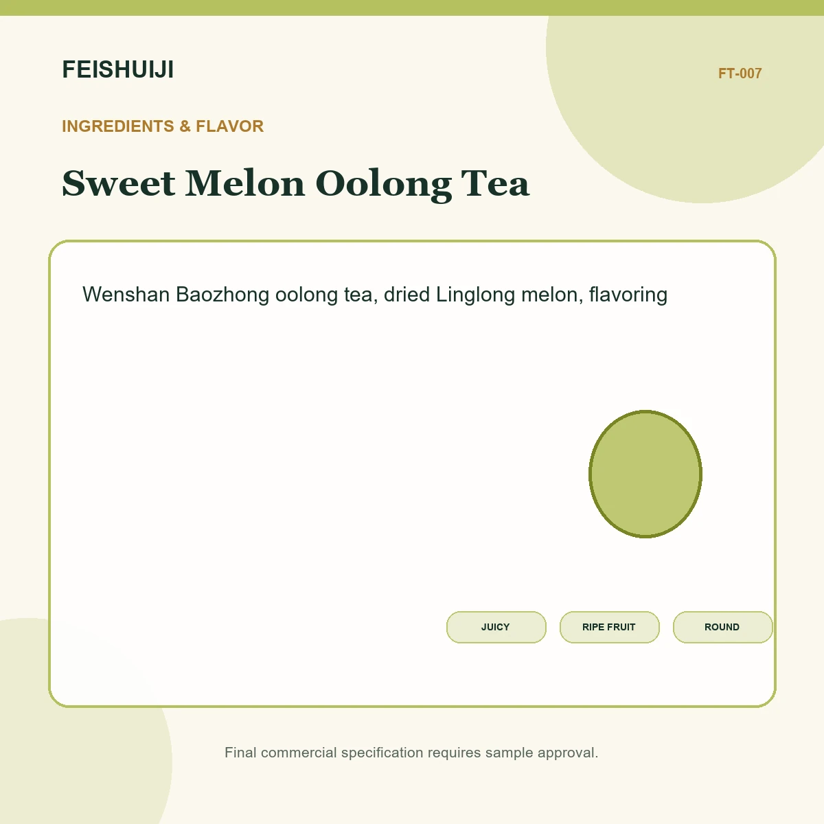 Ingredients and flavor for Sweet Melon Oolong Tea