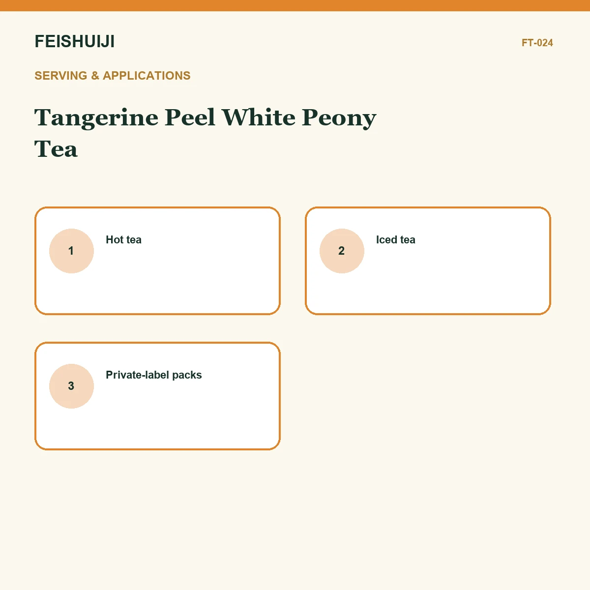Serving and applications for Tangerine Peel White Peony Tea