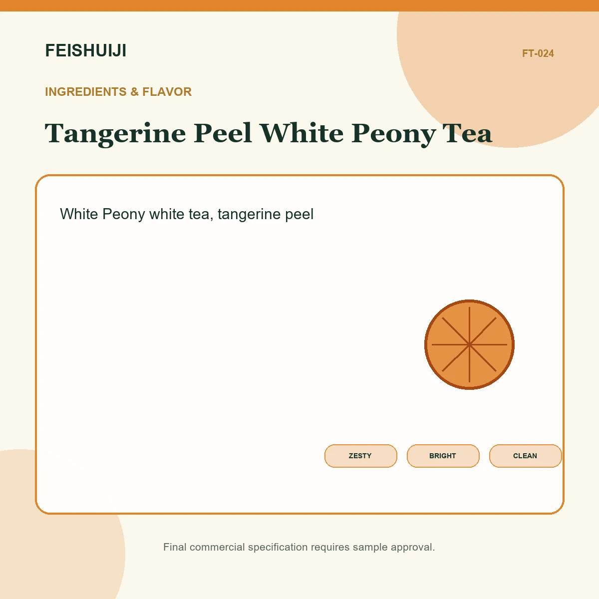 Ingredients and flavor for Tangerine Peel White Peony Tea
