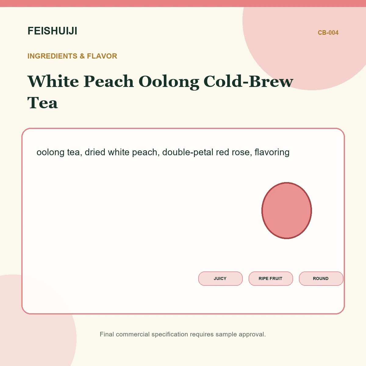 Ingredients and flavor for White Peach Oolong Cold-Brew Tea