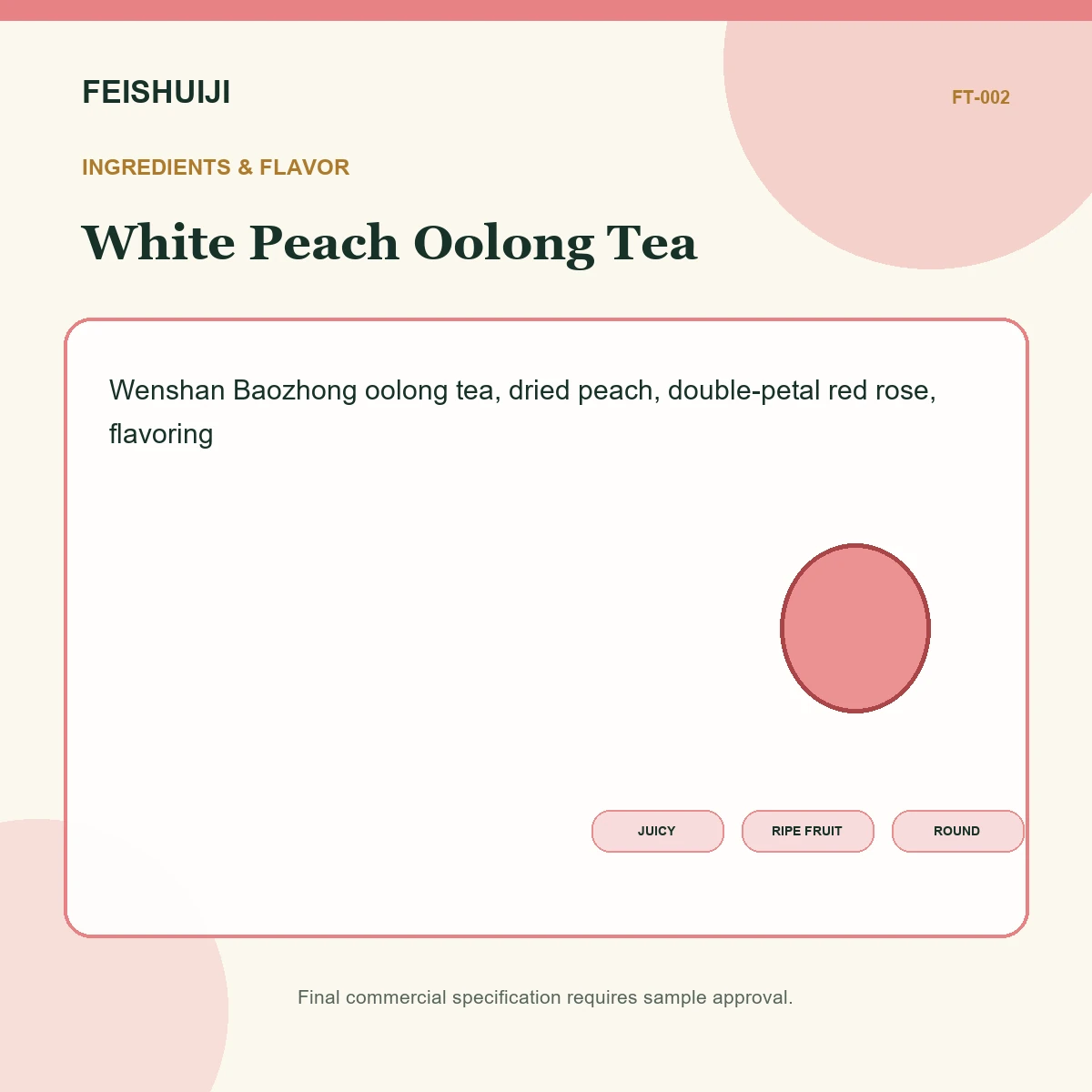 Ingredients and flavor for White Peach Oolong Tea